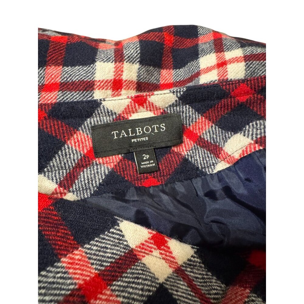 Talbots Petites 2P Plaid Wool Blend Skirt Red & Navy - Picture 3 of 11